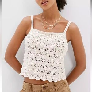 Crochet tie-back crop top